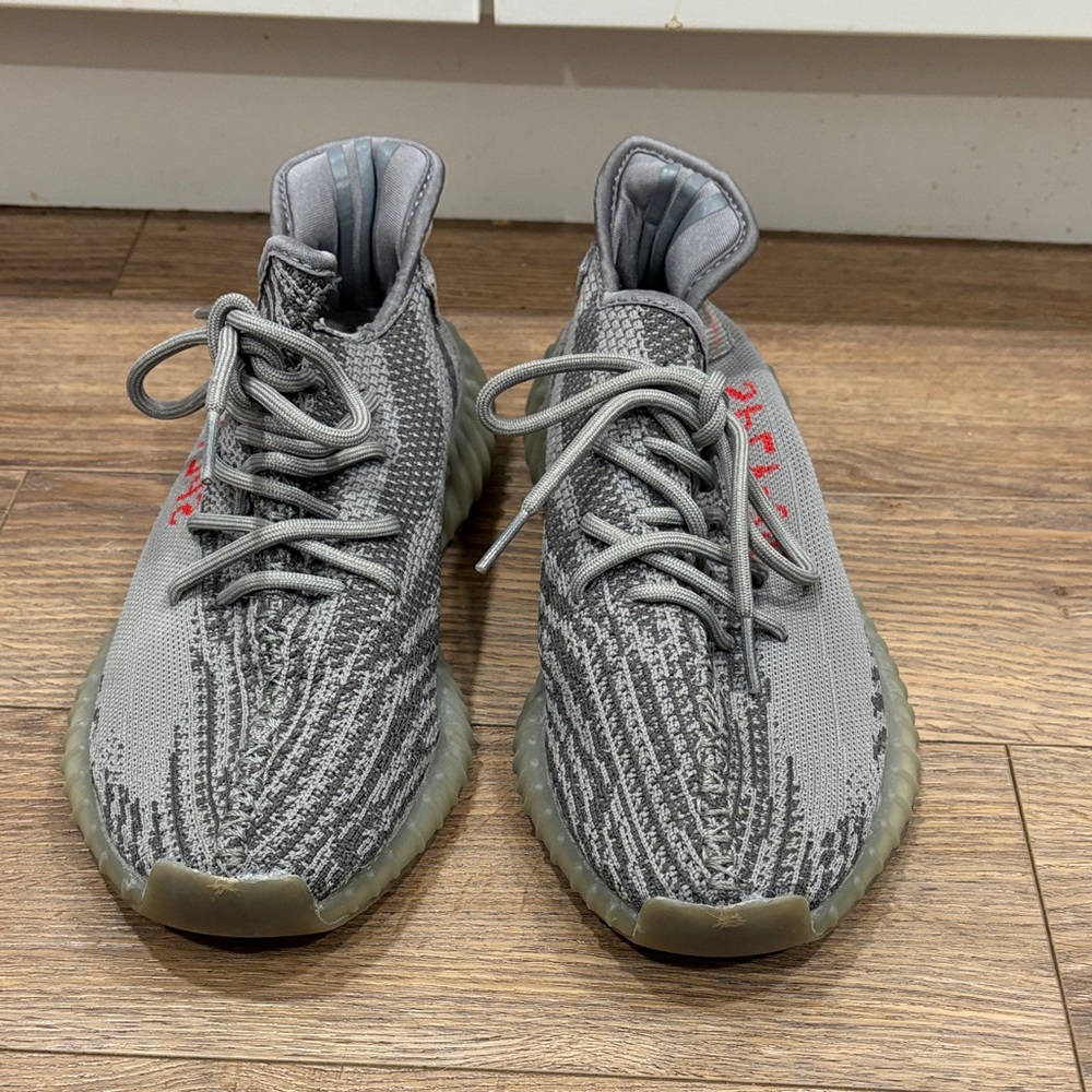 Yeezy Boost 350 V2 in Gray with Red Highlights